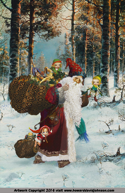 Fateher Christmas Santa claus Faerie  faries elves x-mas relistic fantasy art